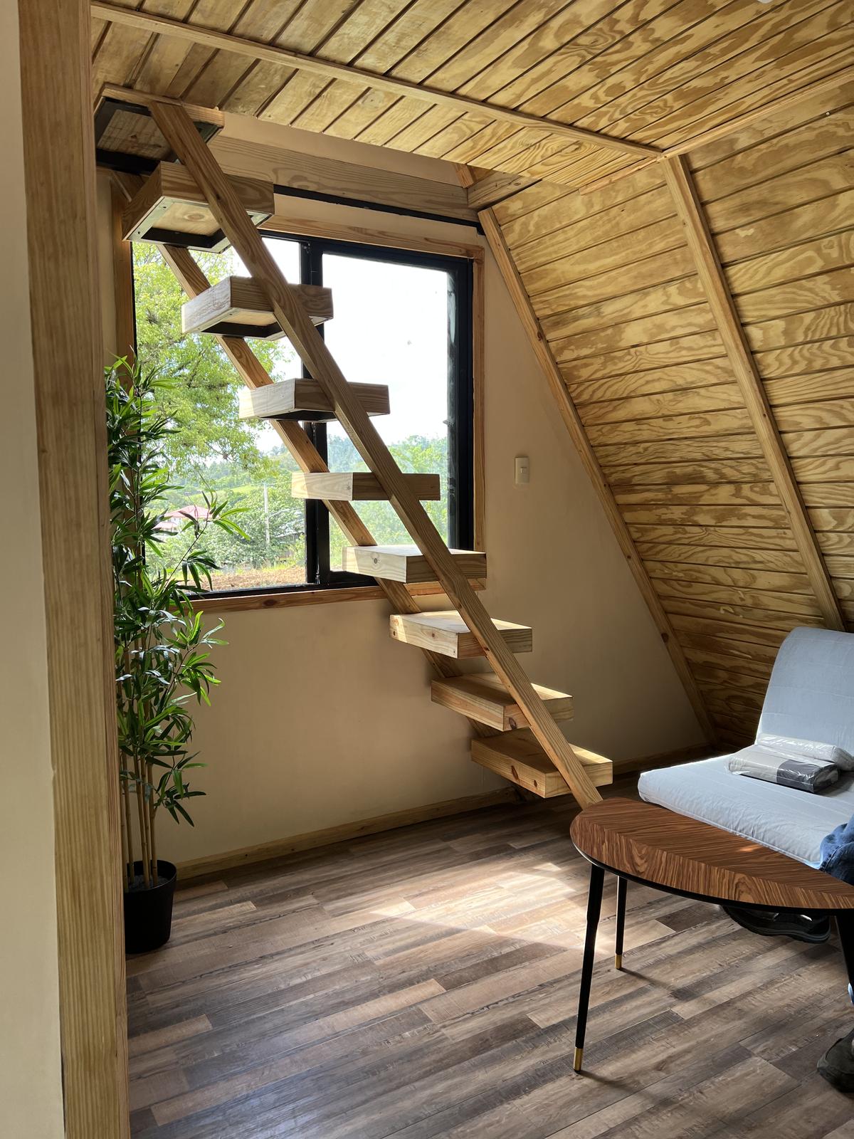 Warm wood interior, finished and furnished